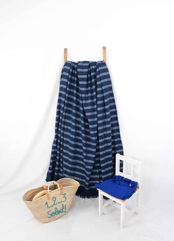 foutah de plage XL bleu