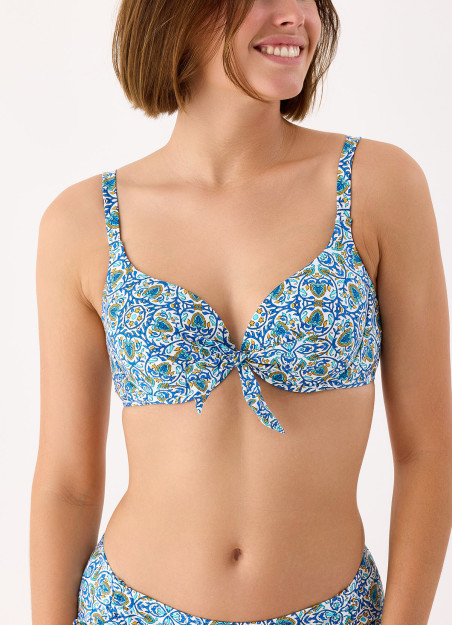 Haut de maillot balconnet coques imprimé