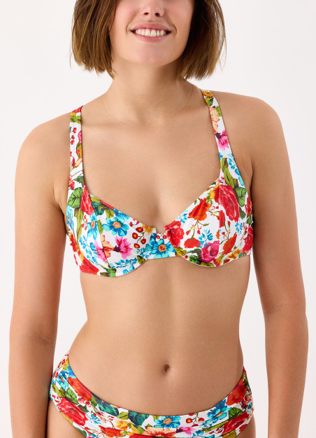 Haut de maillot de bain à armatures fleurs
