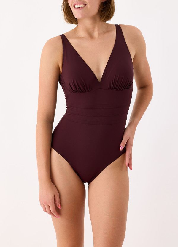 Maillot de bain 1 pièce coupé sous poitrine raisin