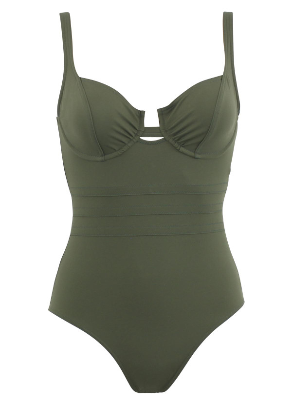 Maillot de bain 1 pièce à armatures kaki - Addict