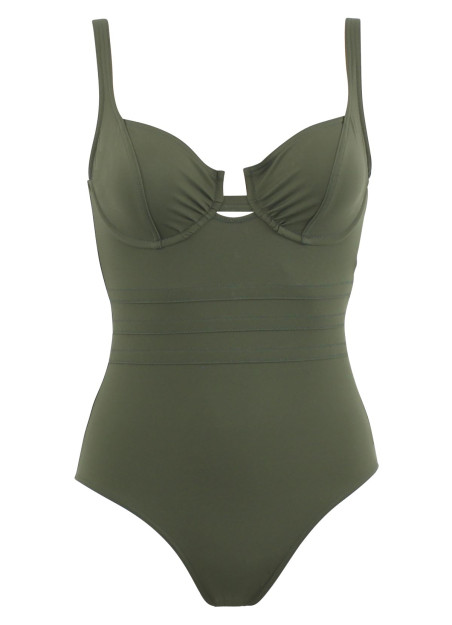Maillot de bain 1 pièce à armatures kaki - Addict