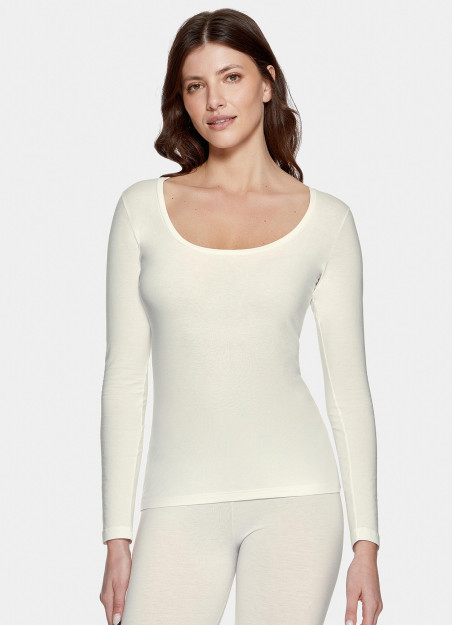 T-shirt manches longues laine blanc - Thermo