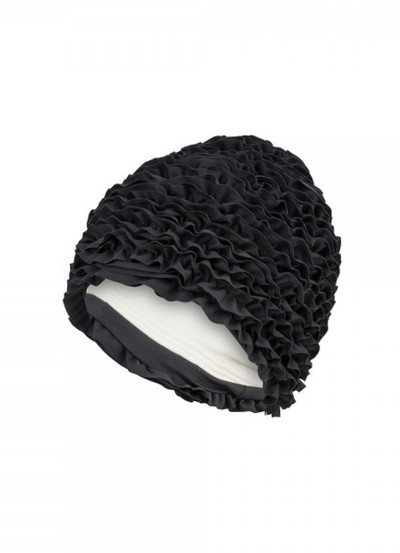 Bonnet de bain à volants - Noir