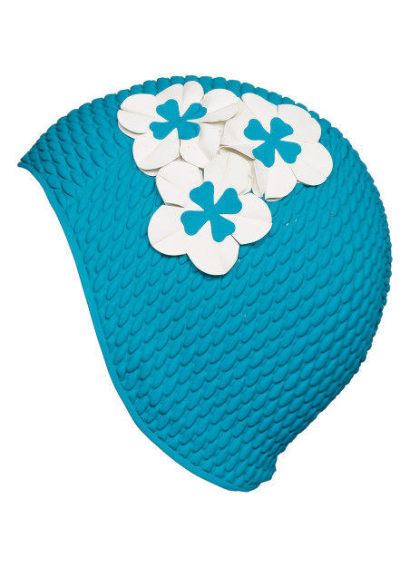 Bonnet De Bain Fleurs - Bleu Turquoise
