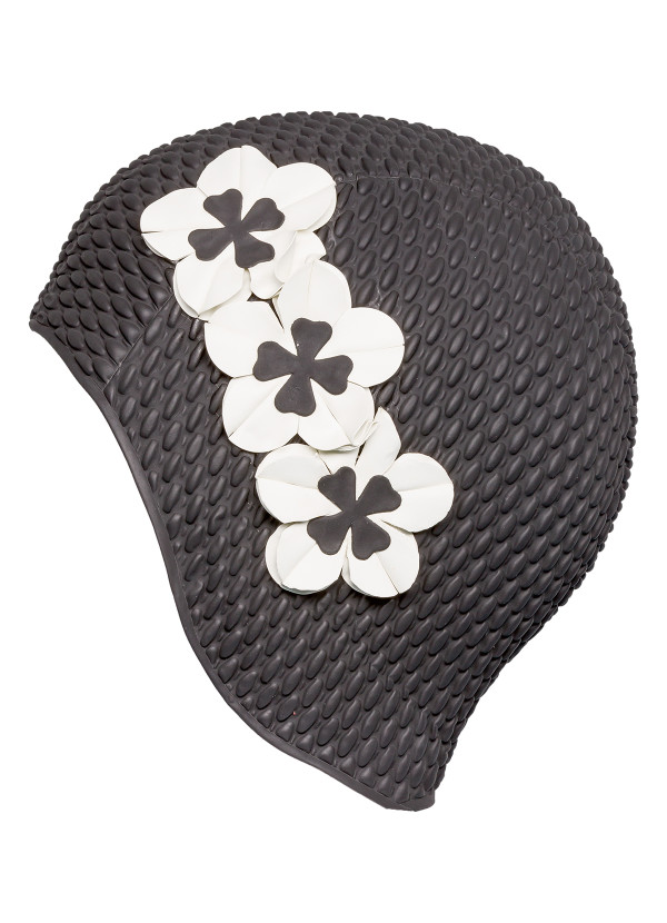 Bonnet De Bain Fleurs - Noir