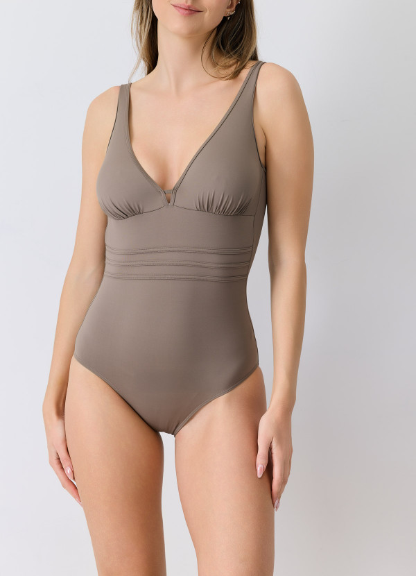 maillot de bain 1 pièce gainant beige