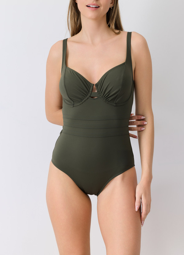 Maillot de bain 1 pièce à armatures kaki
