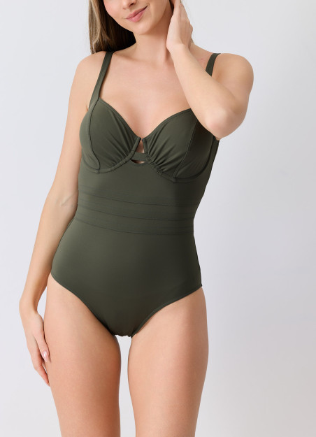 Maillot de bain 1 pièce à armatures kaki