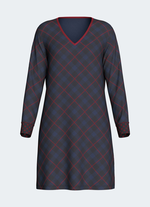 Chemise de nuit carreau noel